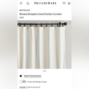 Riviera Striped Linen/Cotton blackout Curtain 84”